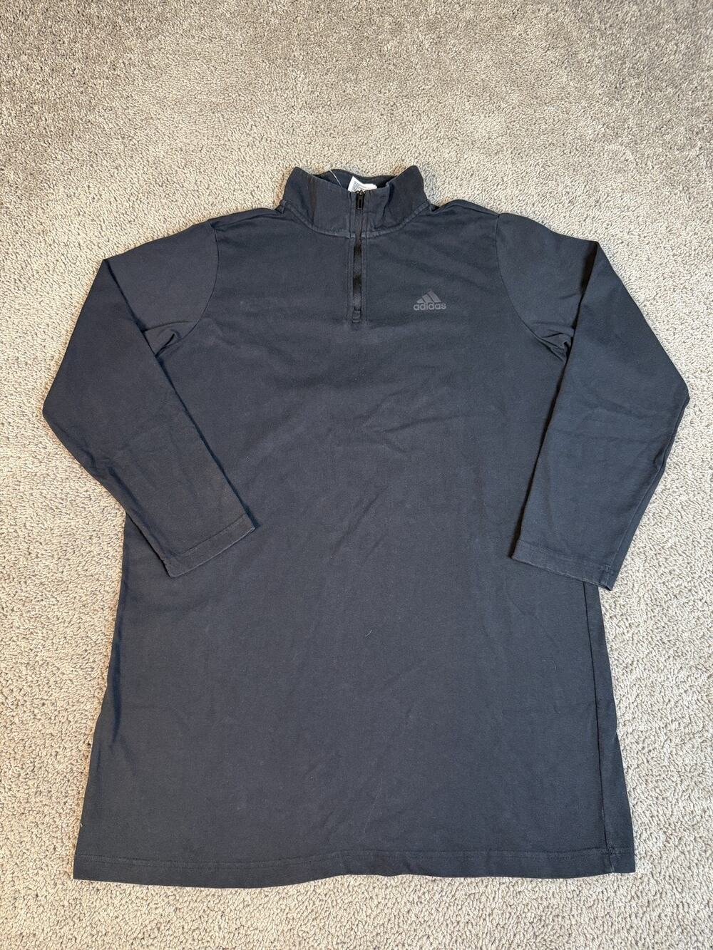 Adidas Dress Womens XL Black Sweater Mock Neck Zip Graphic Logo Knee Length